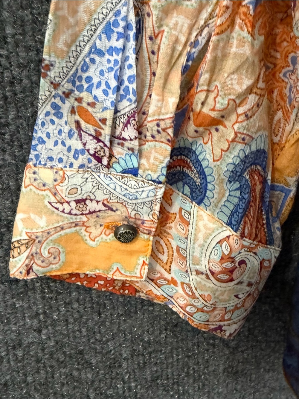 Soft Surroundings Womens 3X Boho Floral Button Up Top Multicolor Long Sleeve - Picture 5 of 9